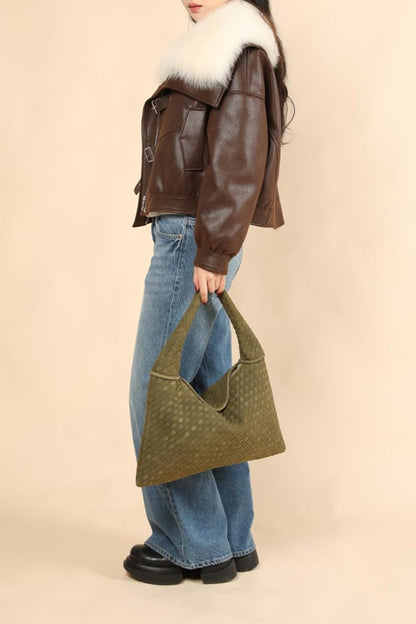 Large Braided Suede Tory Bag