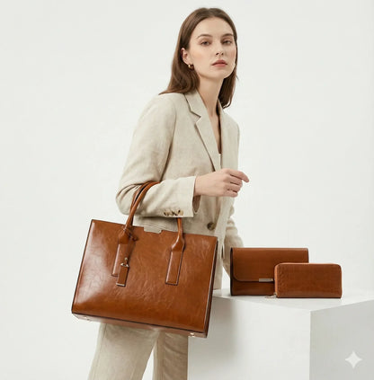 Leather Set Bag + 2 Wallets - Zayna