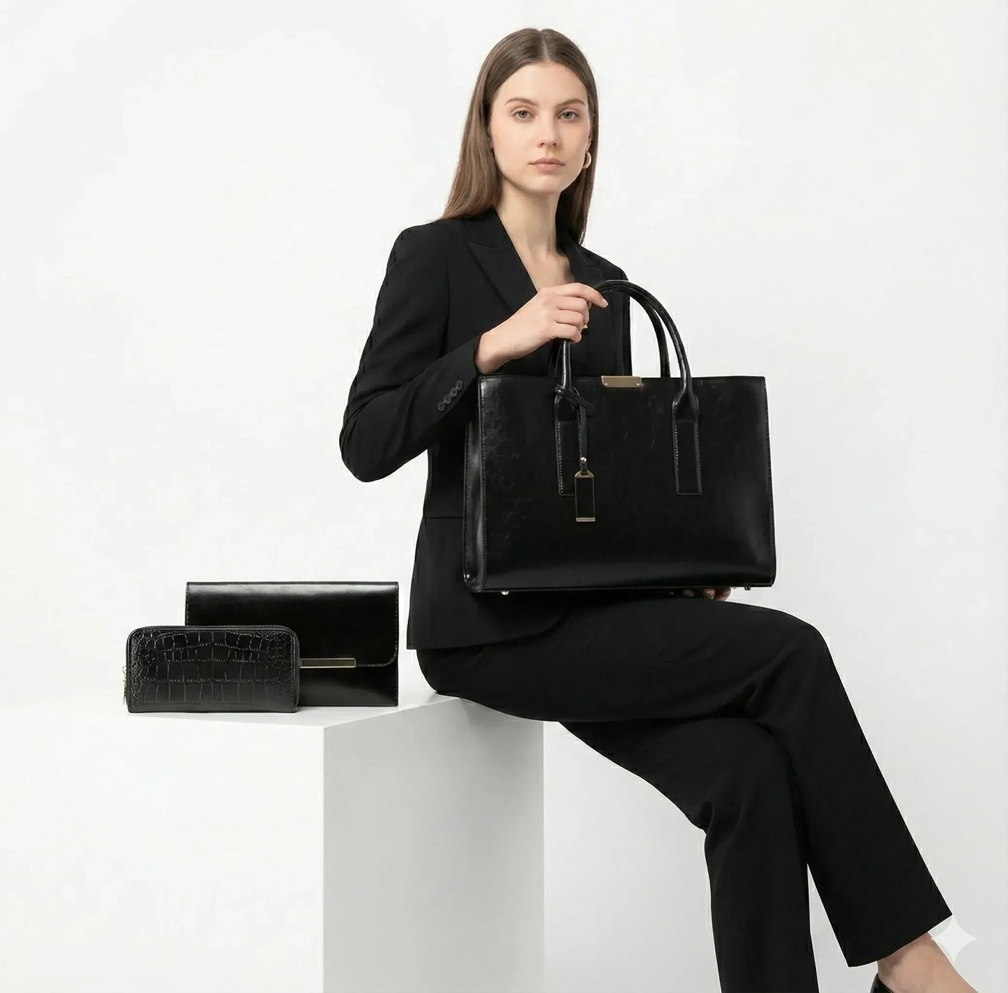 Leather Set Bag + 2 Wallets - Zayna