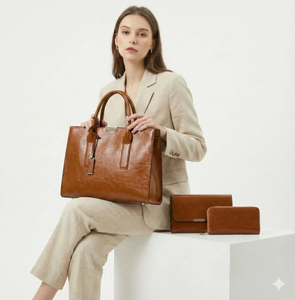 Leather Set Bag + 2 Wallets - Zayna