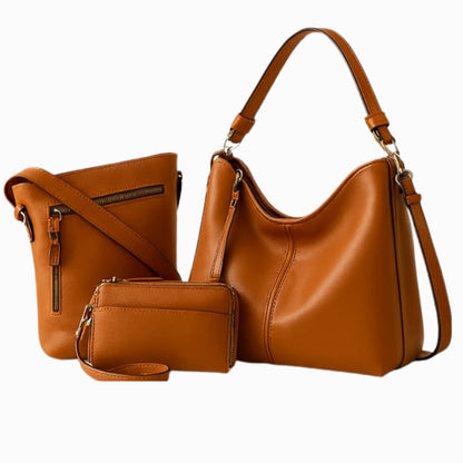 Luxury Leather 3-Piece Hobo Bag Set