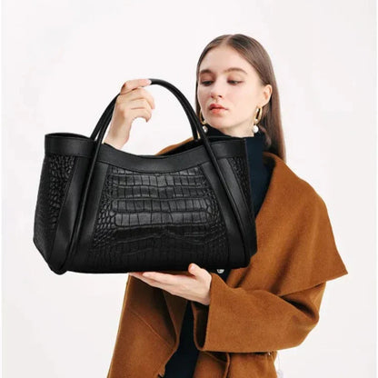 Adriana Croco Medium Genuine Leather Bag
