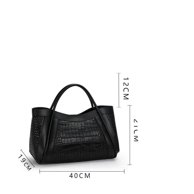 Adriana Croco Medium Genuine Leather Bag