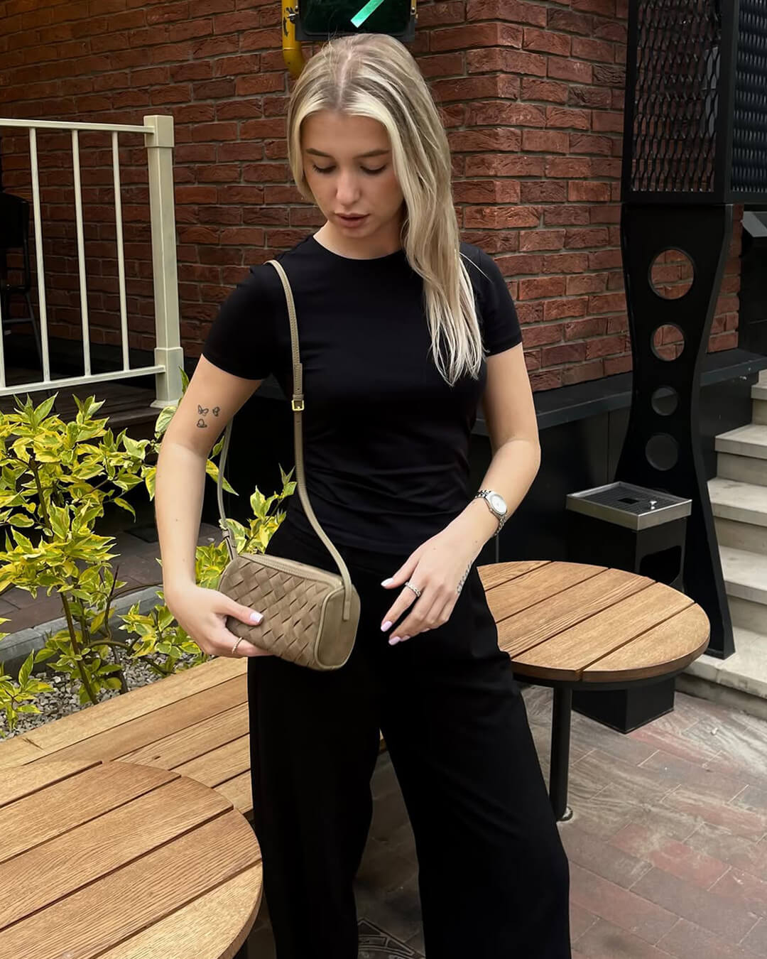 Eva Woven Suede Bag